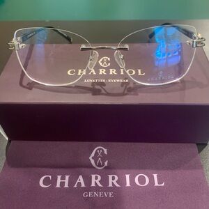 CHARRIOL PC71051 C02 Silver/Gold & Black. 54mm Cateye Rimless Eyeglasses
